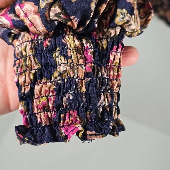 {1.STATE} Women's Floral Ruffle Split Neck Long-Sleeve Blouse - Size Small - Picture 7 of 13